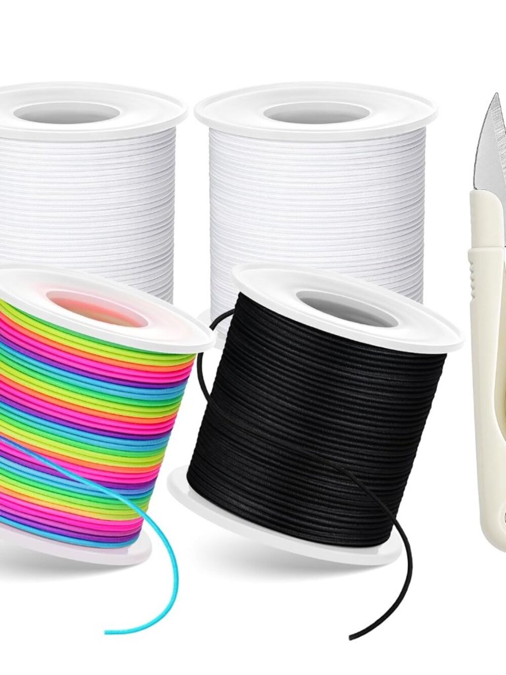 1 mm Stretchy Bracelet String with Scissors Beading Needle, 4 Rolls,660FT
